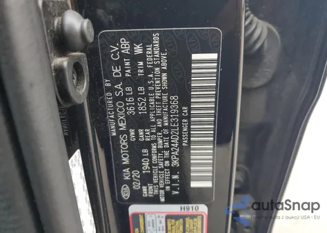 2020 Kia Rio Lx z USA, uszkodzony, nr VIN 3KPA24AD2LE319368